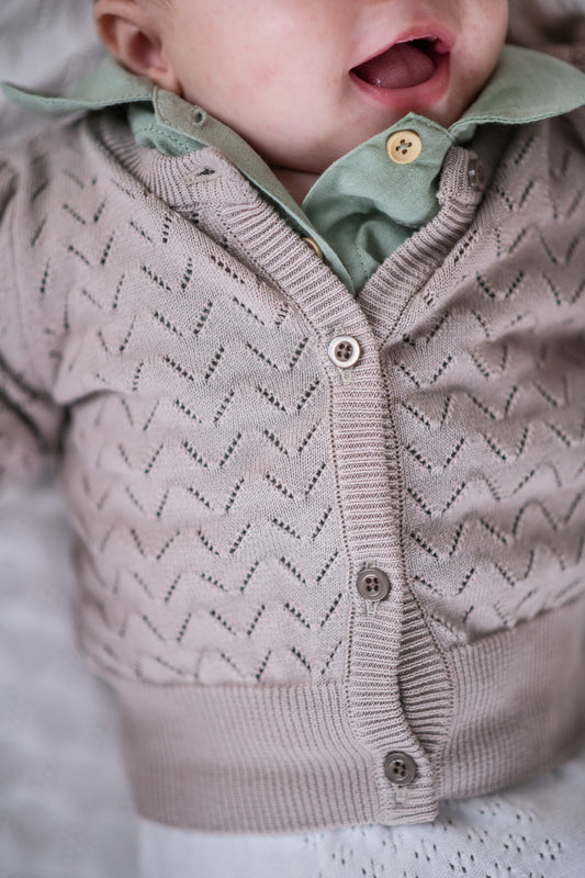 Organic Knit Cardigan - brown