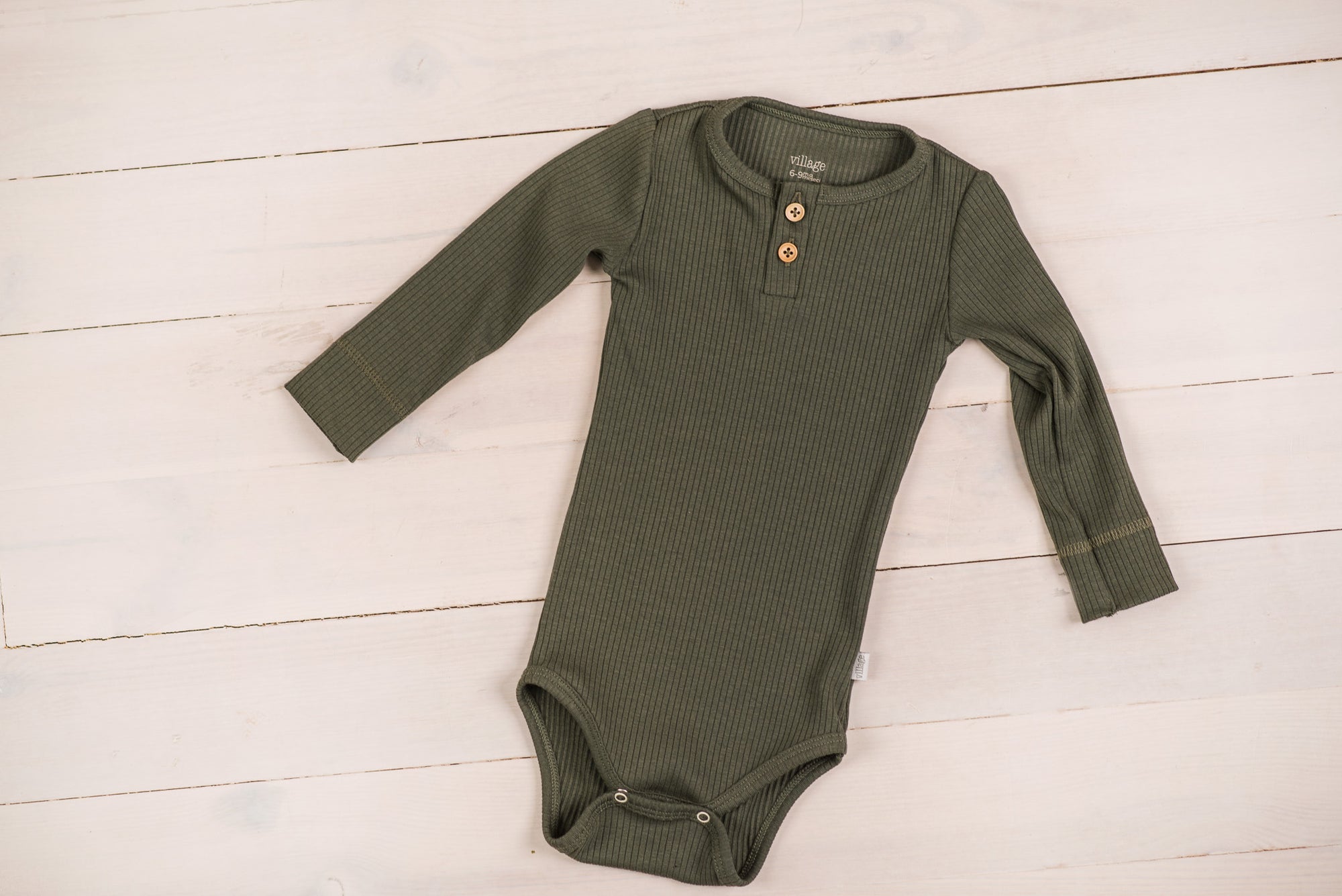 Ribbed bodysuit with long sleeves - green