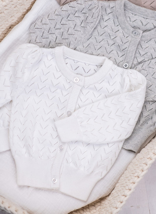 Organic Knit Cardigan - white
