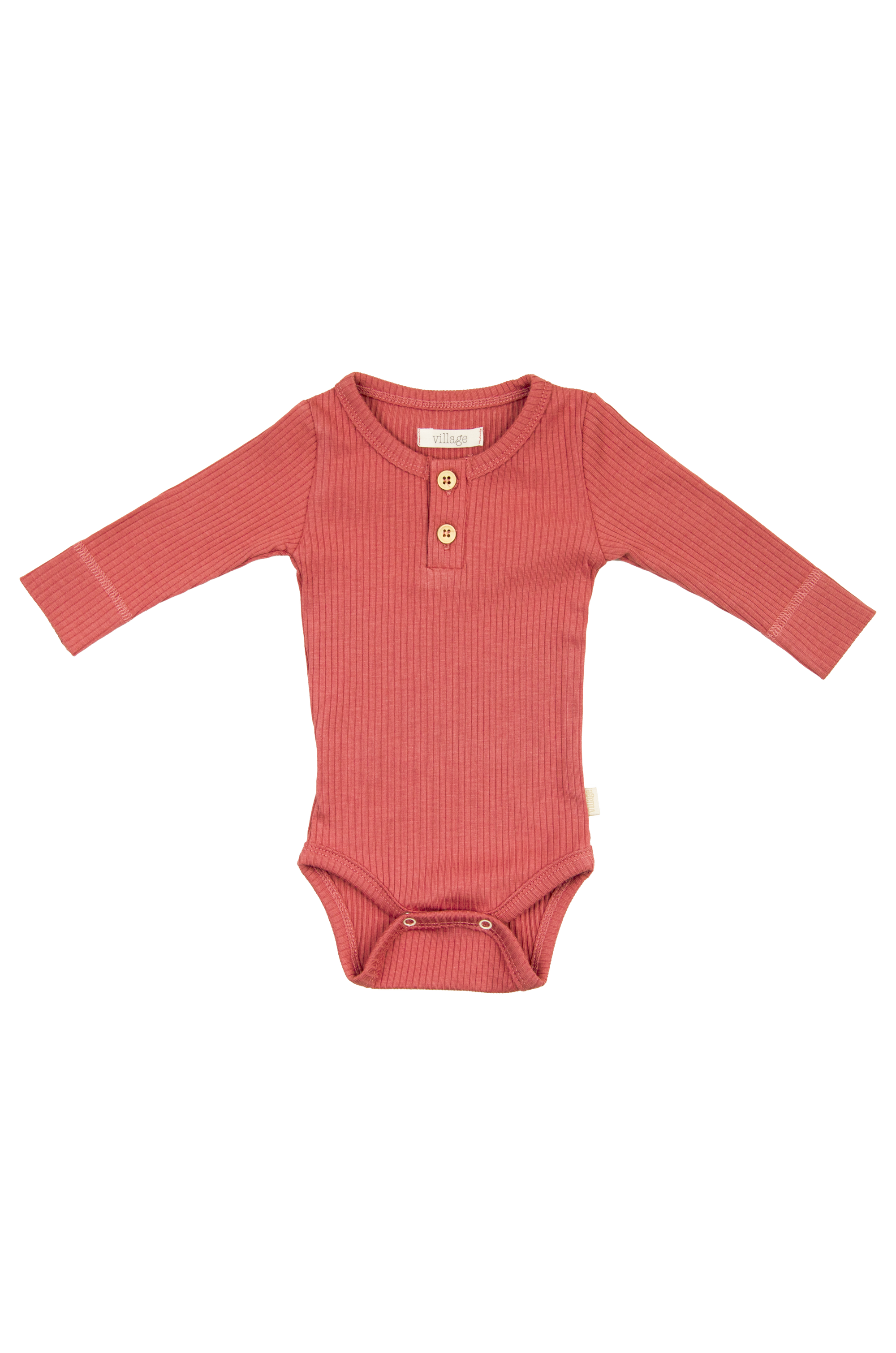 Ribbed bodysuit with long sleeves - brown