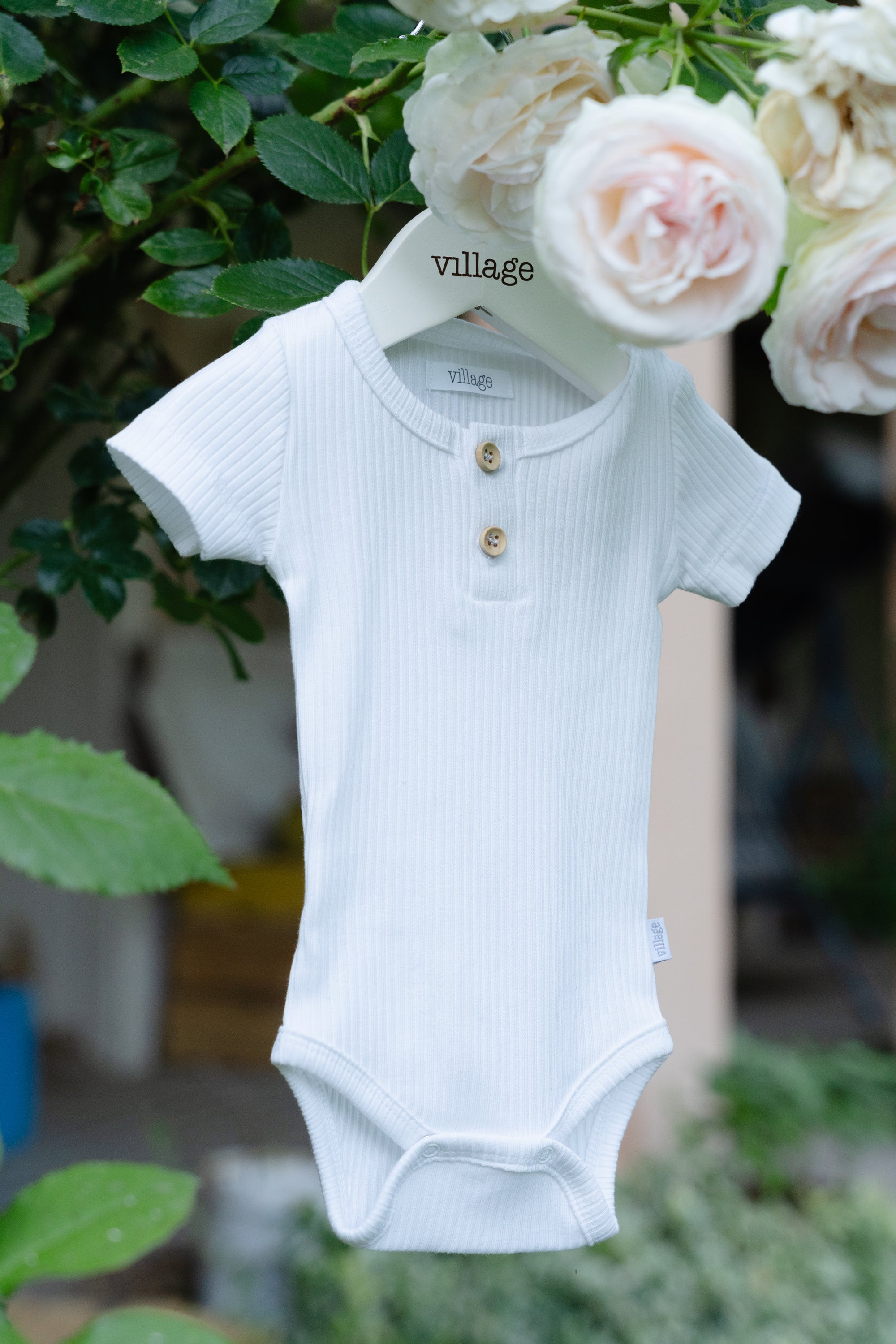 Ribbed body with short sleeves - blue
