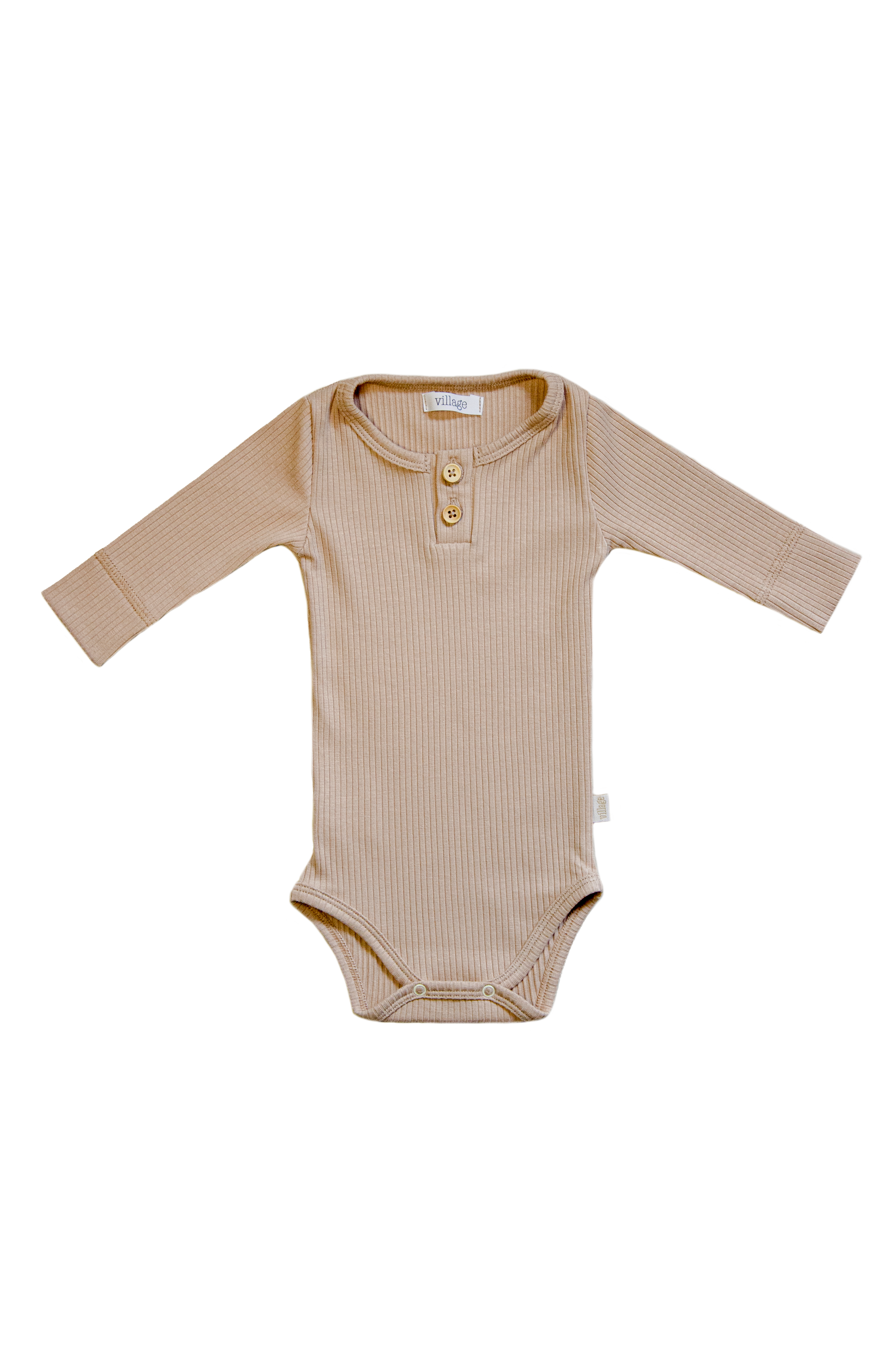Ribbed bodysuit with long sleeves - brown