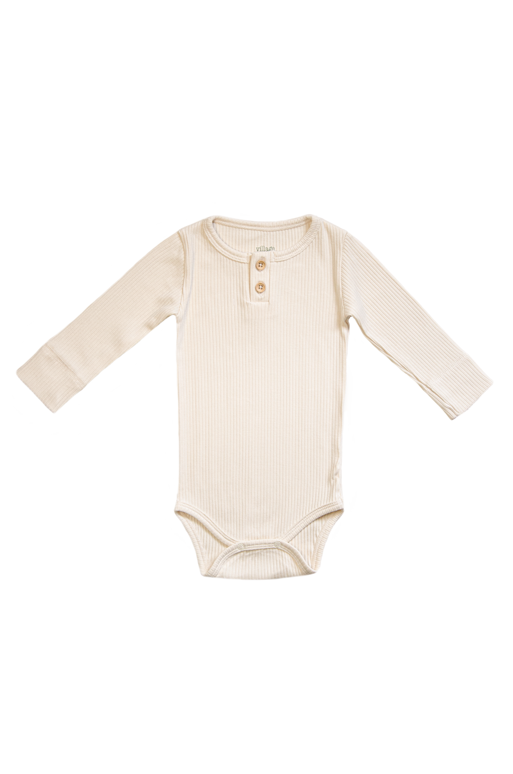 Ribbed bodysuit with long sleeves - cream
