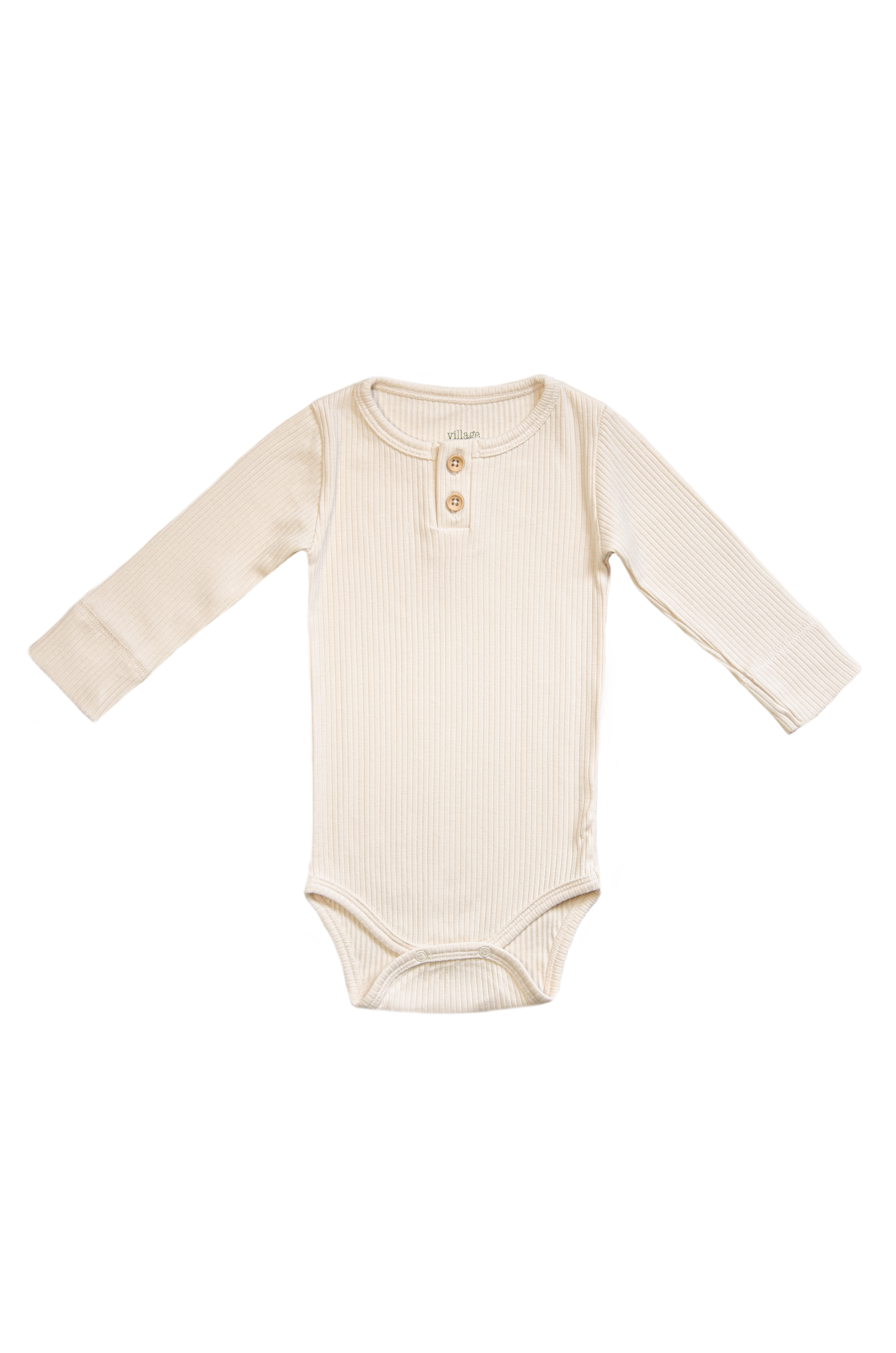 Ribbed bodysuit with long sleeves - cream