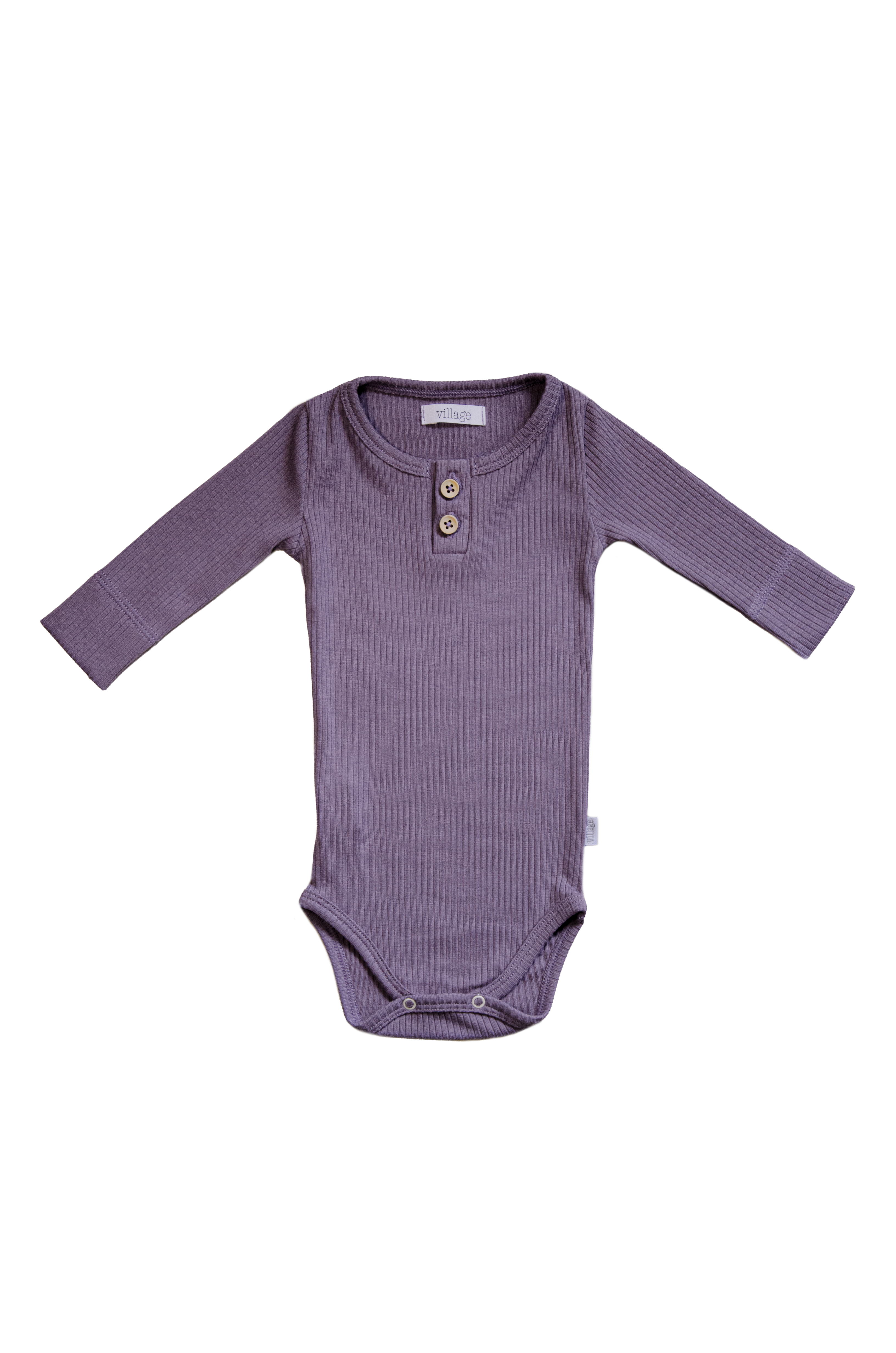Ribbed bodysuit with long sleeves - purple