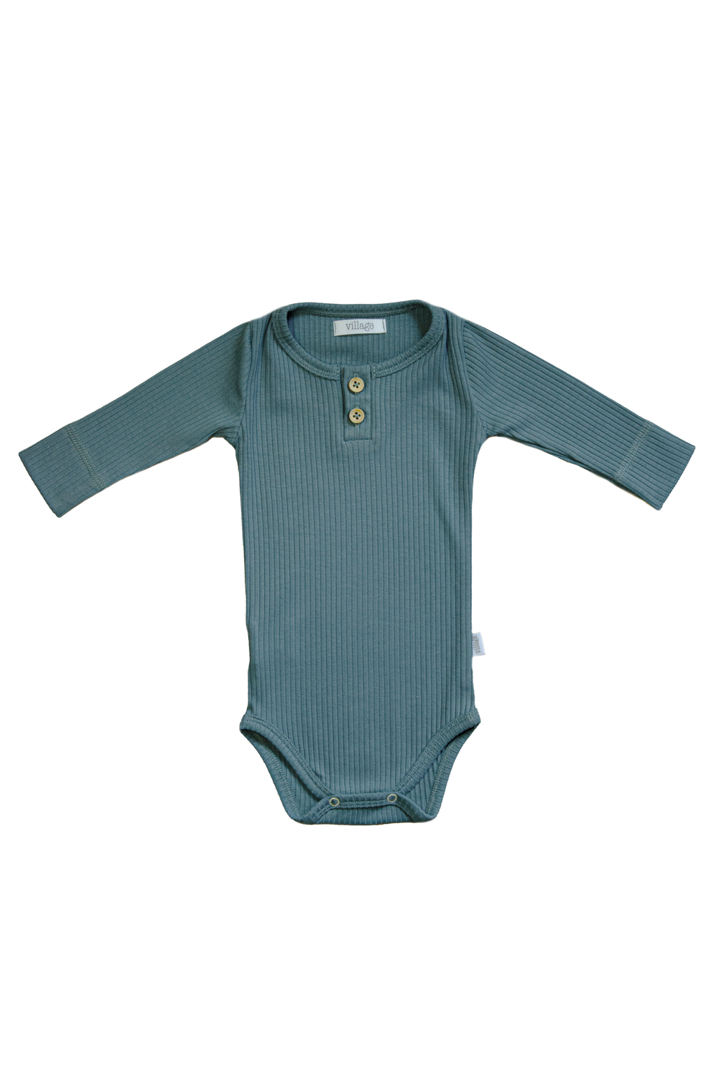 Ribbed bodysuit with long sleeves - blue