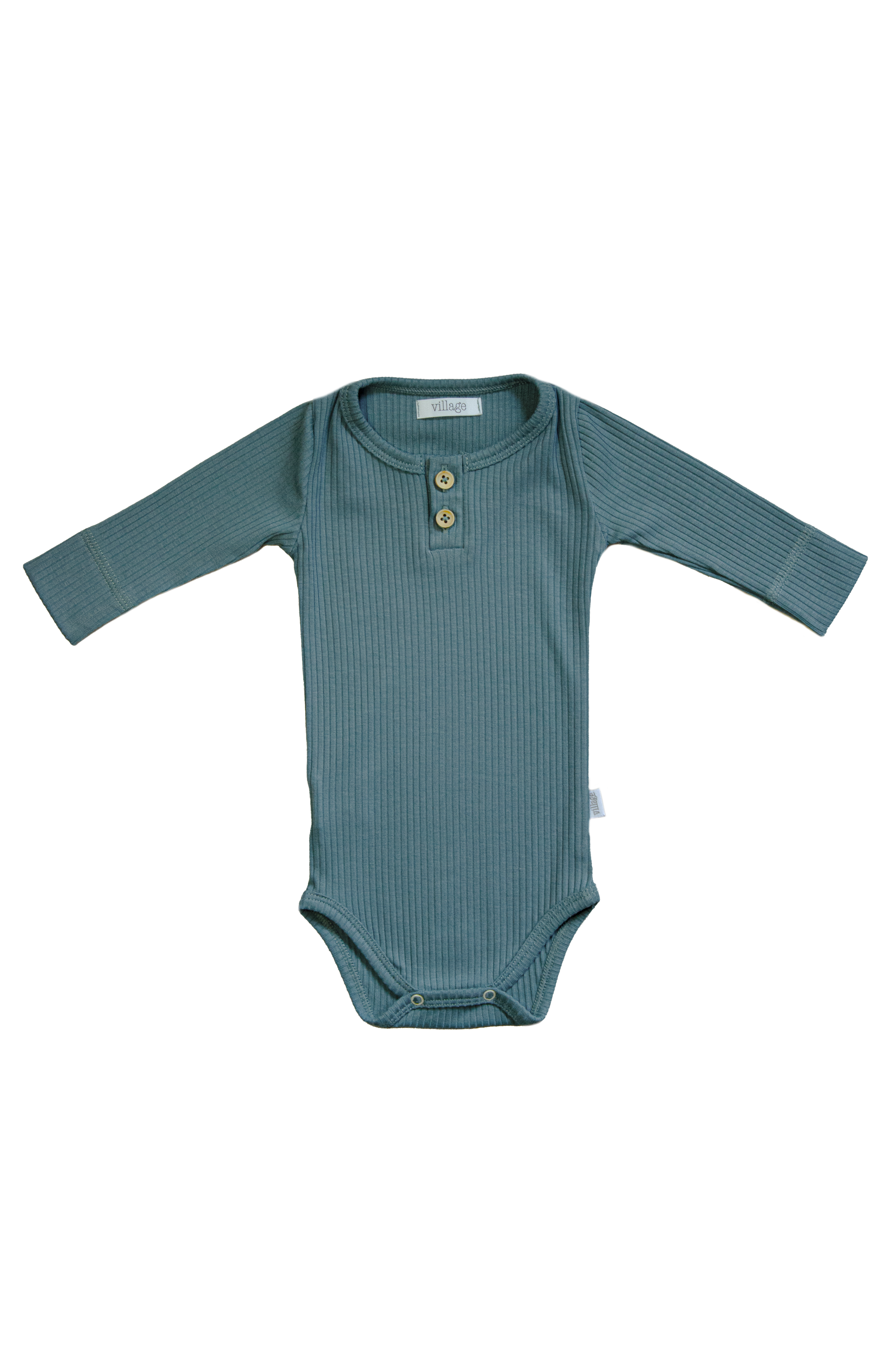 Ribbed bodysuit with long sleeves - blue