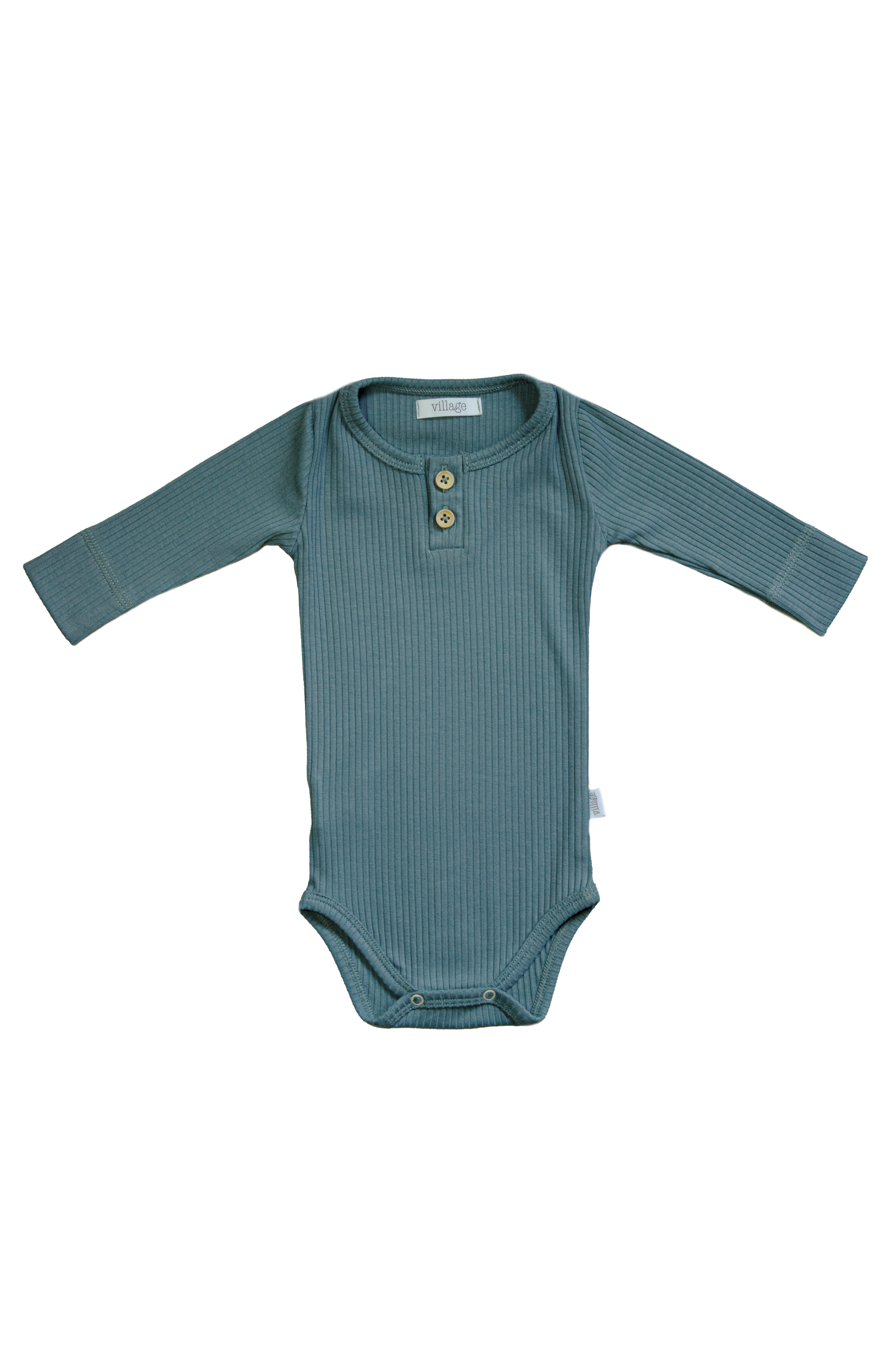 Ribbed bodysuit with long sleeves - blue