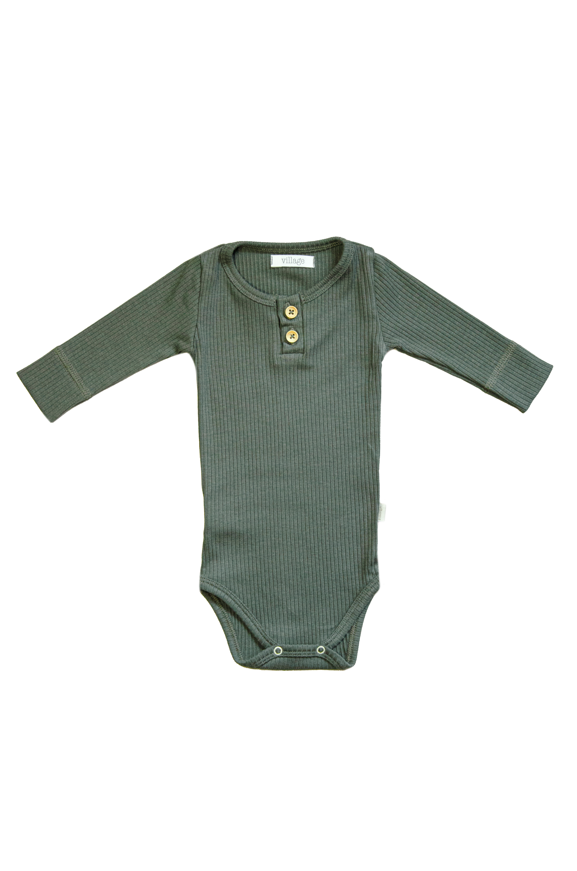 Ribbed bodysuit with long sleeves - green