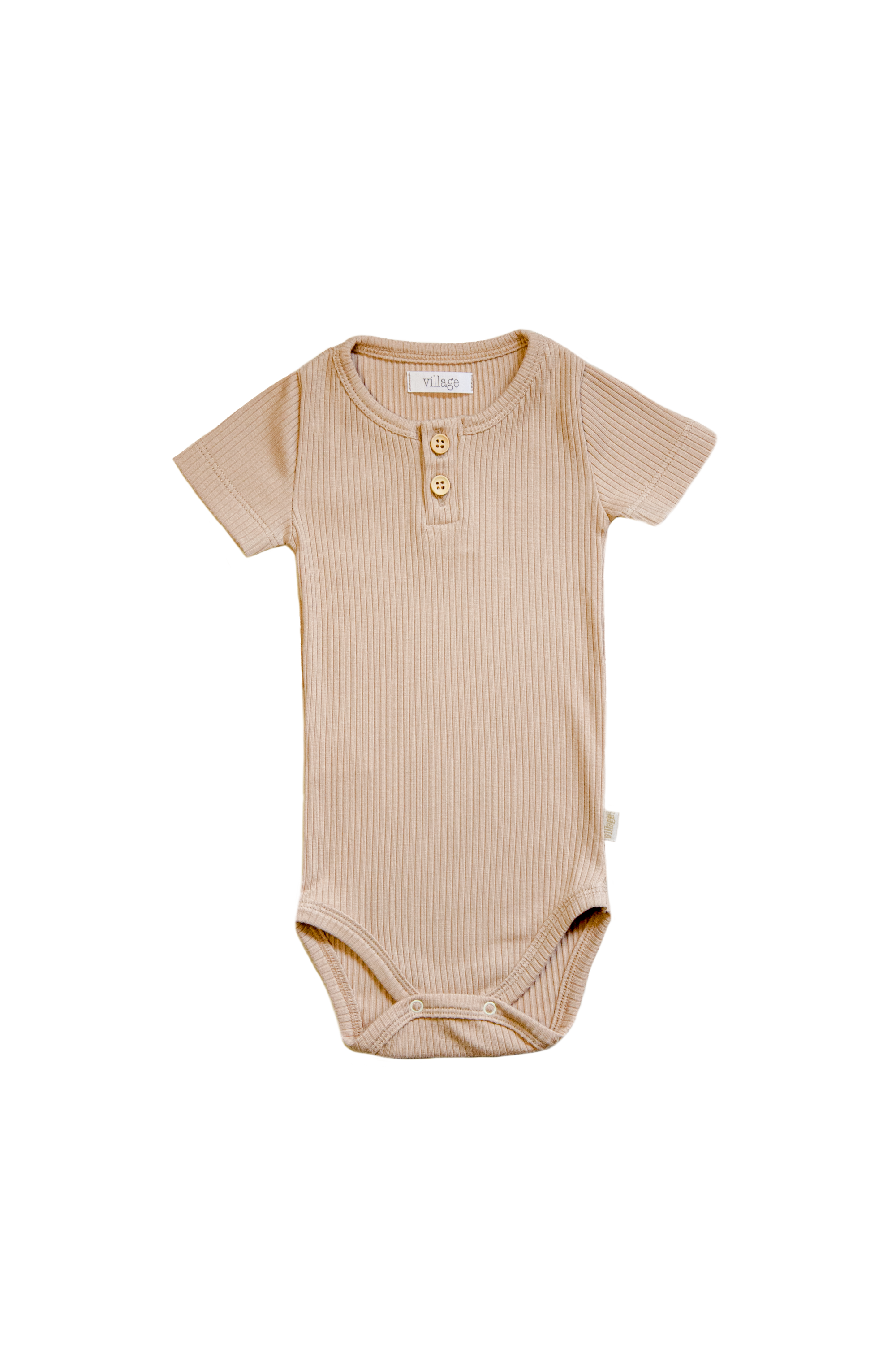 Ribbed body with short sleeves - brown