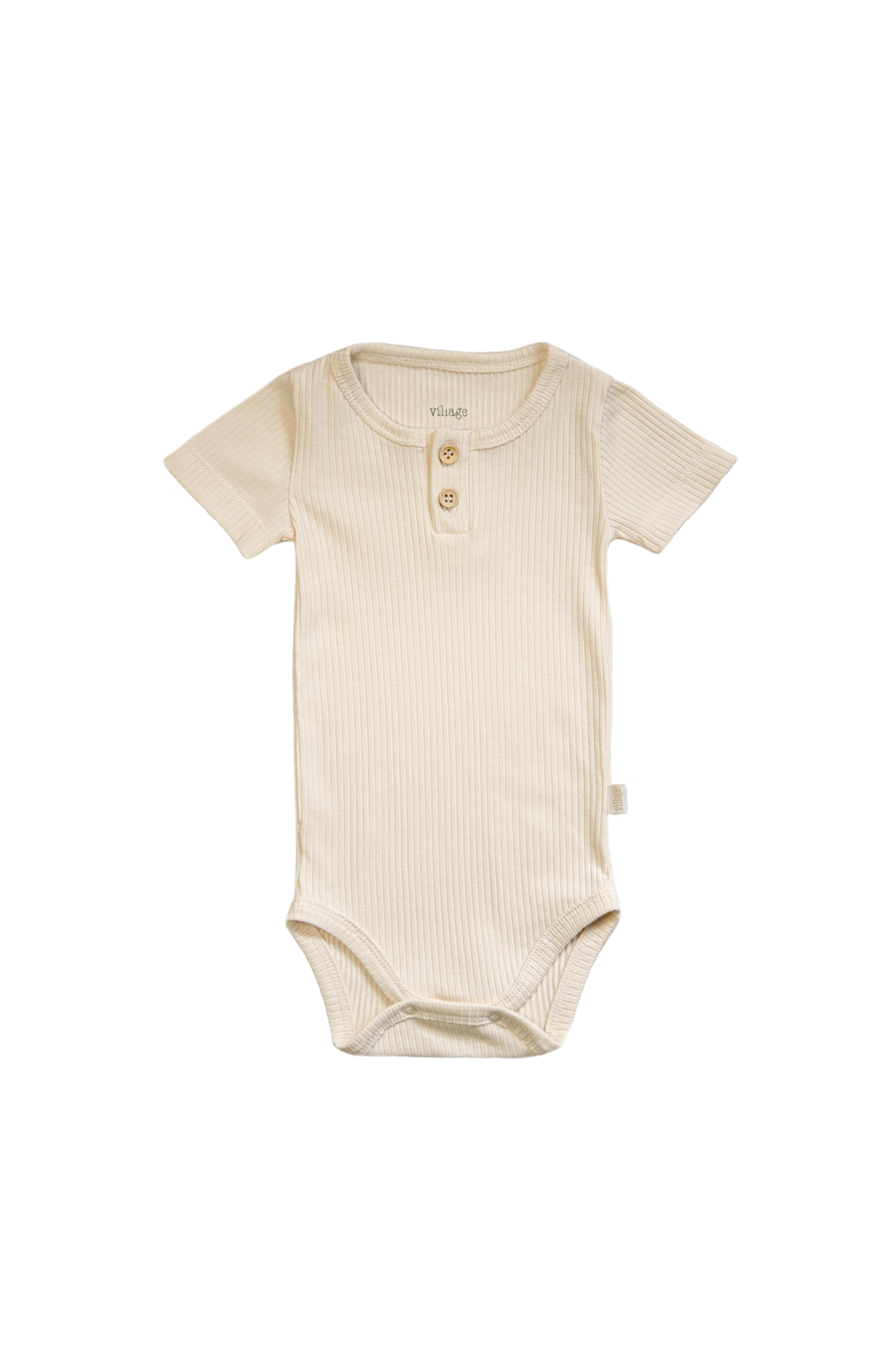 Ribbed body with short sleeves - cream