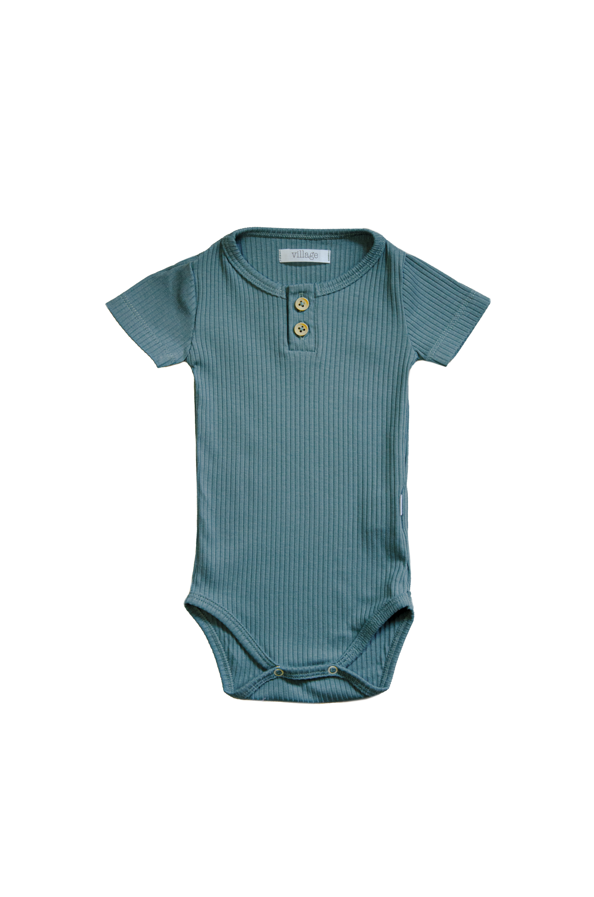 Ribbed body with short sleeves - blue